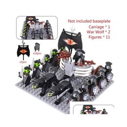 Blocks Moc Mediaeval Lotr Figures Black Woes Mounted Chariots Len Lotte Action Dolls Brick Assembled Building Toys Drop Delivery Dh9Er