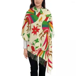 Scarves Customized Print Otomi Birds Mexican Flowers Embroidery Scarf Men Women Winter Fall Folk Floral Texture Shawls Wraps