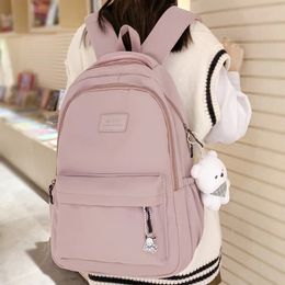 Fashion Women Pink Waterproof Student Backpack Girl Travel Leisure School Bag Lady Nylon Cute Book Female Laptop College 240304