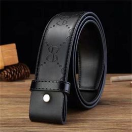 Designer belt men's and women's leather luxury letter bronze Gold Buckle Black Classic big letter Korean youth pants wai300h