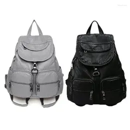 School Bags Ladies Soft Leather Backpack Waterproof High Quality Large Multifunctional