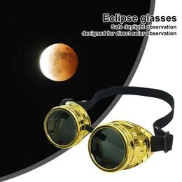 Outdoor Eyewear Sunglasses Harmful Eye Protection Steam Punk Glasses for Observing Solar Eclipse and Direct Solar Observation H240316