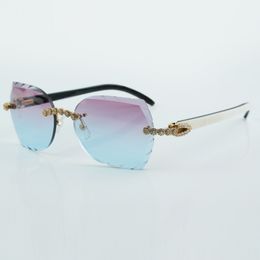 new product bouquet classics diamond and cut sunglasses 8300817 with natural black mixed buffalo horn size 60-18-140 mm