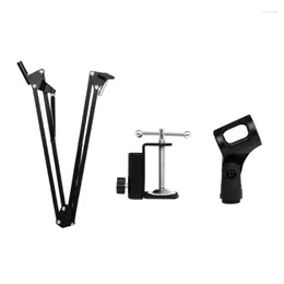 Microphones Adjustable Desktop Microphone Stand Folding Arm Mic Mount 180° Extendable Bracket