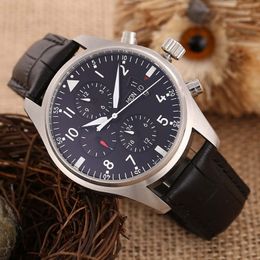 Men's watch automatic mechanical watches waterproof 6-pin high-grade leather285P