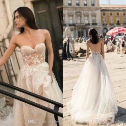 Wedding Dresses Liz Martinez Sweetheart Lace Appliques Bridal Gowns Sexy Open Back Chapel Train Mermaid Wedding Dress