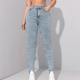 Women's Jeans High Waist Pencil Sexy Long Fashion Denim Leggings Washed Light Blue Stretch Slim Jean Pants For Women Casual Trousers