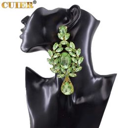 Dangle Chandelier CUIER Bright Summer Big size Statement Pendant Glass Gemstones Earrings for Women Bridal Jewelry Accessories 24316