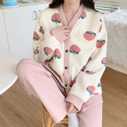 Tanks New Pregnant Women Nursing Pamas Set Thickened Cotton Confinement Clothes Pijamas Winter Warm Breastfeeding Home Clothes Suit