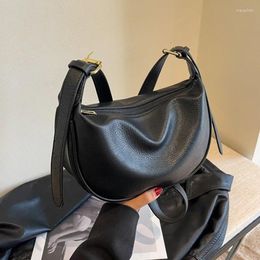 Hobo Women's Fashion Clutch Handbags Half Moon Solid Colour PU Leather Underarm Bag Casual Female Tote Bags Lady