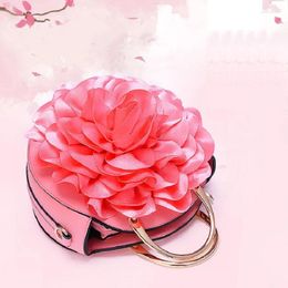 Drawstring Women's Fashion Mini Handmade Silk Petals Big Flower Applique Bag Shoulder Crossbody Wedding Club Party Clutch