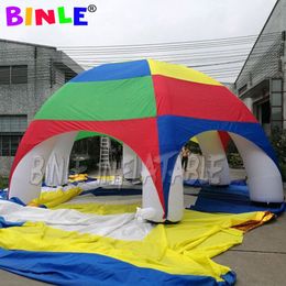 wholesale 10mLx10mWx5mH (33x33x16.5ft) airblow rainbow color giant inflatable spider dome tent with 6 beams,large outdoor lawn marquee for event