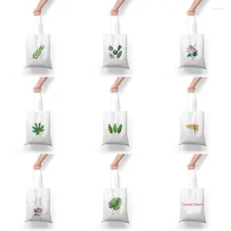 Shopping Bags Leaf Printed Handbag Eco Reusable High Capacity Foldable Bag Plant Floral Travel Beach Tote Custom Pattern
