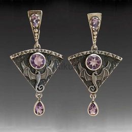 Dangle Chandelier Vintage Exaggerated Dragon Gothic Punk Metal Earrings Ethnic Faux Pink Stone Pendant Earrings Jewellery 24316