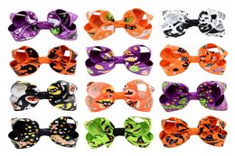 Halloween Barrettes Pumpkin Grosgrain Hairpin Ribbon Ribbed Band Bows Girl Hair Clips Hallowmas Hair Accessories 12 Designs Option8517500