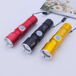 New USB Rechargeable Aluminium Alloy Strong Light Outdoor Mini Portable Ultra Bright Dimming Small Flashlight 668076