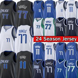 Stitched Dalla Maverickes Luka Doncic Kyrie Irving Basketball Jersey Dirk Nowitzki City 77 11 Blue Black Edition Green Jersey 2023 2024 Mens Youth Kid Shirt