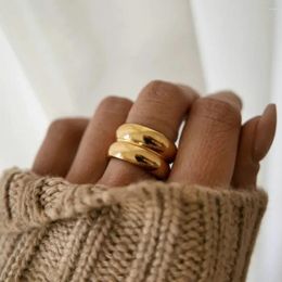 Prydnadskedjan Ring Brand Designers Designer Dome Chunky för kvinnor Smooth Gold Plated rostfritt stål Fingerring Vattentäta smycken Gift 537 576