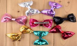 New Christmas 19 Colors Hairpin Embroidery Sequin Bows with clip Baby Girls Barrettes Hair clip Kids Hair Accessories C52657767474