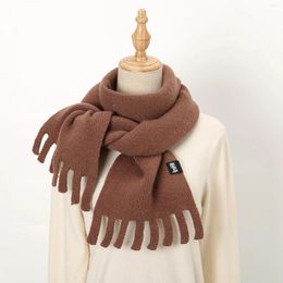 Scarves Maillard Solid Color Fringed Scarf Women's Autumn Winter Warm Knitted Long Neck Couple Shawl