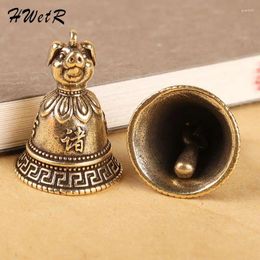 Keychains Vintage Brass Chinese 12 Zodiac Animals Heads Bell Keychain Pendants Jewellery Copper Feng Shui Car Key Chain Hanging Keyring