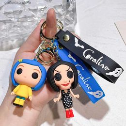 Keychains Lanyards Coraline the Secret Door Movie Film Action Figure Toy Doll Model Cute Doll PVC Keyring Ornament Key Chain Pendant Kids Toys Y240316