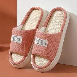 Slippers Linen Home Slipper For Womans Concise EVA Light Ladies Shoes Slides Flip Flops Four Season Couples Platform Flat