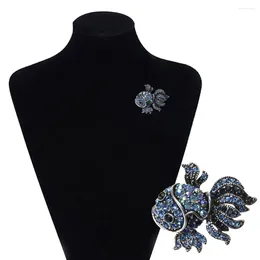 Brooches Crystal Fish Pin Women Alloy Shinny Rhinestone Goldfish Brooch