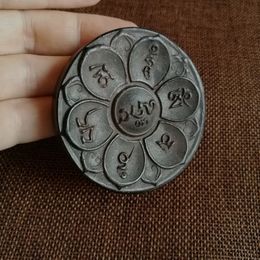 Wholesale antique collection Hongshan cultural miscellany original stone iron meteorite six character words brand meteorite iron pendant