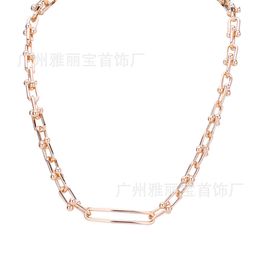Designer High version tiffay and co U-shaped chain necklace with white copper plated 18K rose gold inse horseshoe collarbone N4H4