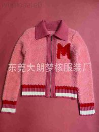 Women's Sweaters designer Menghe Produces Miao Jiamei Red Polo Cardigan Zipper M Long Sleeve Knitwear Short Coat RI80