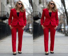 Fashion Red Mother of the Bride Suits Slim Fit One Button Women Ladies Plus Size Office Tuxedos Formal Work Party Wear For Wedding2695124