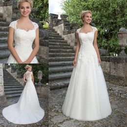 Elegant Wedding Dresses Cap Sleeve Royal Square Neck Robe De Mariee Bride Gown Vestido de Noiva Beaded Appliques Tulle 240407