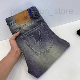 Men's Jeans Designer luxury purple jeans brand Fashion Mens Distressed Ripped Bikers Womens Denim cargo Men Black Pants very good O9X2