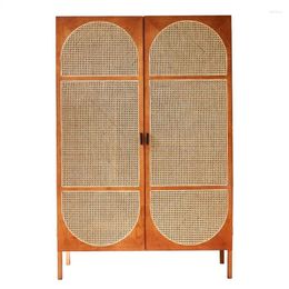 Decorative Plates Solid Wood Rattan Swing Wardrobe Storage Cabinet Hanging Bedroom Double Door
