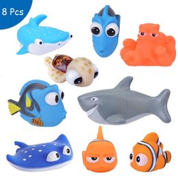 Baby Bath Toys Finding Nemo Dory Float Spray Water Squeeze Toys Soft Rubber Bathroom Play Animals children Bath Clownfish Toy 240307