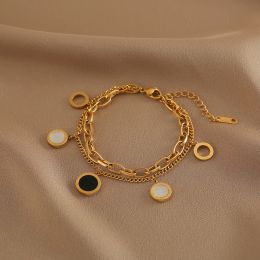 Luxury Famous Brand Jewellery Golds Colour 14k Yellow Gold Roman numerals Bracelets Bangles Female Charm Bracelet For Women