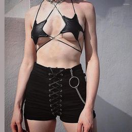 Bras Sexy Women'S Lingerie Underwear Fashion Black Silver Bandage For Ladies Hollow Pentagon Star Shape Strappy Bra Lenceria