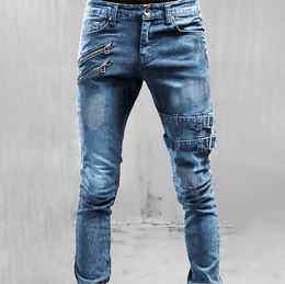 MenS Trousers MidRise Slim Fit Ripped Jeans Casual Straight Leg For Man1fashionable sale Clothes 240313