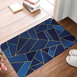 Carpets Deep Blue Modern Kitchen Mat Geometric Bedroom Entrance Doormat Home Floor Decoration Living Room Carpet Bathroom Non-Slip Rug