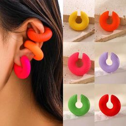 Backs Earrings 1Pcs Colourful Acrylic Circle Clip On For Women Minimalist No Piercing Chunky Cartilage Ear Cuff Y2K Jewellery Gifts