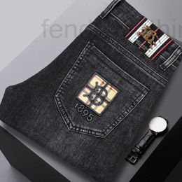 Men's Jeans Designer Brand Autumn and Winter Thick Denim Elastic Slim Fitting Small Straight Tube European Trendy High-end Youth Versatile Pants XWYS