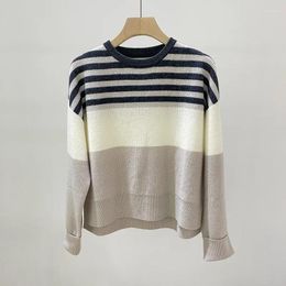 Women's Sweaters Sweater 2024 Fall Winter Sequin Striped O-Neck Split Loose Casual Fashion Long Sleeve Pullover