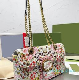 New Ms Designer flower bag Print shoulder bags Design for women crossbody Cowhide leather texture bag luxury G letther Handbag Credit Card