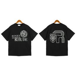 Rhude Designer Tshirt Mens Rhude Shirt Womens Rhue Tshirt Men Tshirts Fashion Casual Loose Version American High Street Couple Shirt Top1 Size S-Xl 178