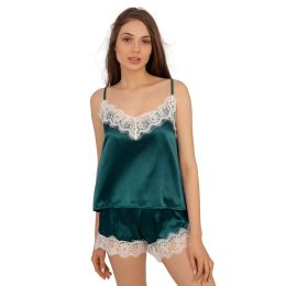 Sleepwear Satin Pamas Set Lace Trim Pijama Short Pant Sexy Cami Bridal Sleepwear Suit for Women