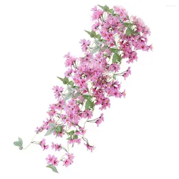 Decorative Flowers Artificial Cherry Blossom Fake Flower Vine Garland Hanging Silk Cloth Blossoms The Gift