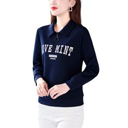 Women's hoodie long sleeved 2024 Spring and Autumn Fashion POLO shirt Women's lapel zippered top shirt