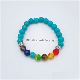 Charm Bracelets Colorf Natural Lava Stone Charm Bracelets Nce Beads For Men Women Yoga Party Club Handmade Jewellery Drop Delivery Jewe Dhcsy