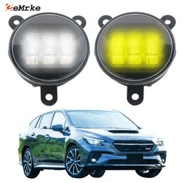 EEMRKE White + Yellow Led Lights for Subaru Levorg 4BA-VN5 2021 2022 2023 Car Fog Lamp Assembly PTF Fog Driving Light Driving Light DRL with Lens (40W/Pair)